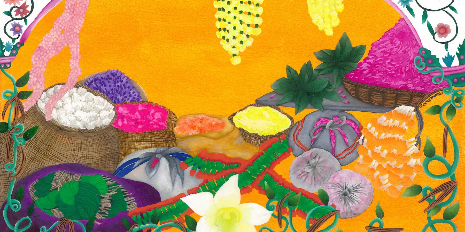 Colorful powders and spices.