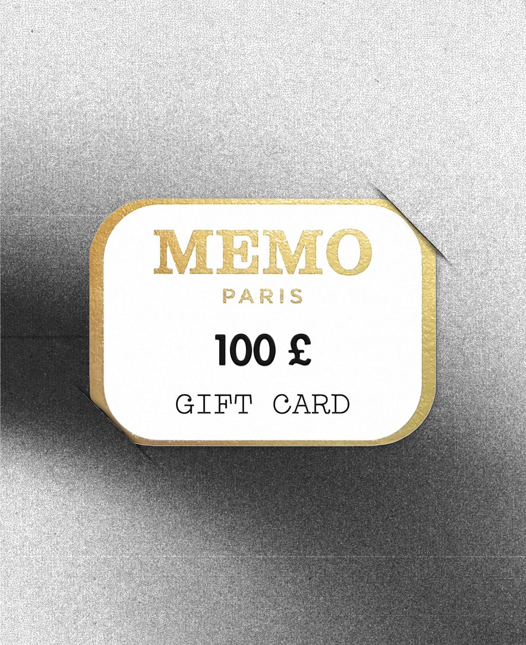 A white and gold memo paris gift card featuring 100 £ for celebrating dream destinations gifts — vue alternative